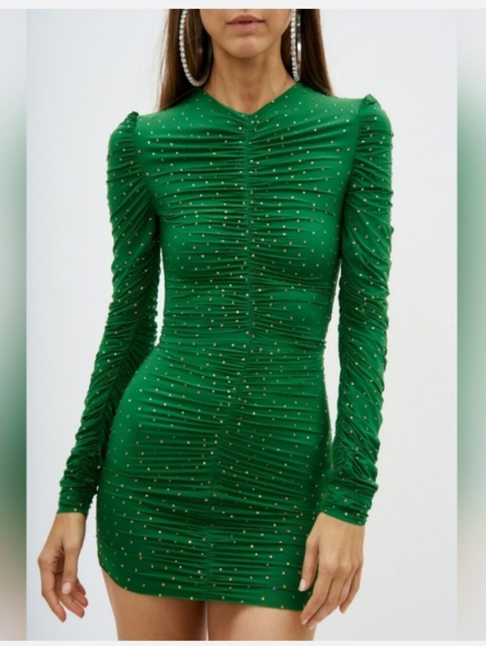 Alex PerryRuched Crystal-embellished Mini Dress in Jersey Size 2